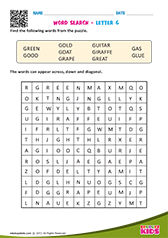 Word Search with letter g